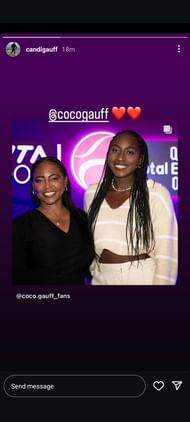 Candi Gauff (left) and Coco Gauff (right) at the 2025 Qatar TotalEnergies Open player party (Source: Instagram/Candi Gauff)